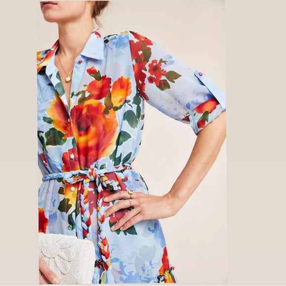 Misa Los Angeles Floral Midi Dress - Blue and Red - Picture 3 of 8